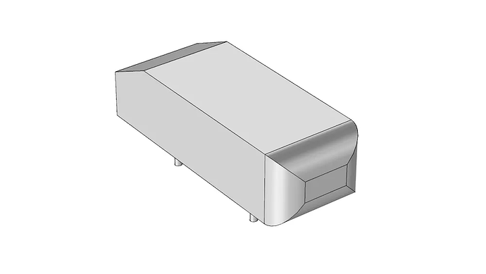 A three-dimensional model of a rectangular object with rounded edges and small feet. (由 AI 生成标题)