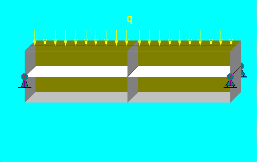 简支梁(均布力)变形透视图
